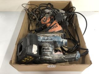 BOX OF VARIOUS TOOL INC. PJS550A JIG SAW (18+ ID REQUIRED)