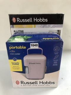 2 X MINI FRIDGES INC. RUSSELL HOBBS 8 LITRE BLACK GLASS COOLER