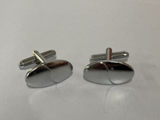 25 X OVAL SILVER COLOURED RHODIUM PLATED CUFFLINKS - APPROX RRP.£250