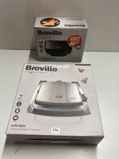 2 X TOASTIE MAKERS TO INC BREVILLE CAFE STYLE 4 SLICE SANDWICH PRESS