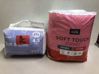 2 X BED PRODUCTS TO INC DUNELM SOFT & COOL 4.5 TOG DUVET