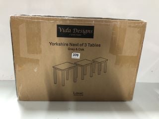 VIDA DESIGNS FURNITURE YORKSHIRE NEST OF 3 TABLES GREY & OAK