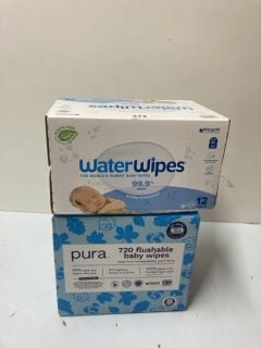 2 BOXES OF BABY WIPES INC. PURE 720 FLUSHABLE BABY WIPES