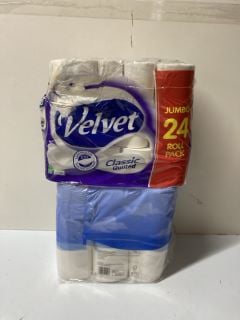 2 X PACKS OF TOILET ROLL INC. VELVET JUMBO 24 PACK