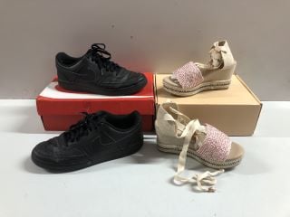 NIKE COURT VISION LO NN TRAINERS - BLACK - SIZE:8 & RAVEL FORRES PINK HEELED SHOES - SIZE: 3