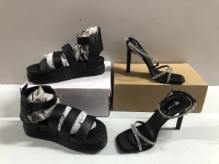 BLACK MILLED SANDALS - SIZE: 5 & BLACK HEELED SHOES - SIZE: 4E