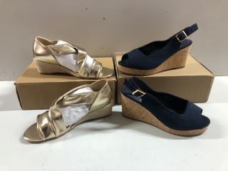 EVERYDAY EXTRA WIDE PEEP TOE WEDGE NAVY SHOE - SIZE 5 & EVERYDAY GOLD WOMAN'S SHOE - SIZE 5