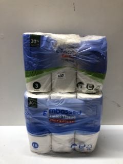 2 X ITEMS TO INC EMBOSSED TOILET TISSUE 18 PACK