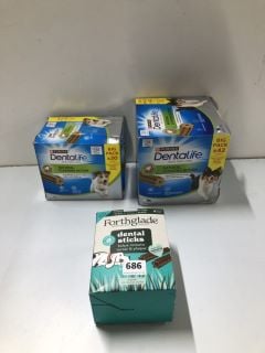 3 X PET FOOD PRODUCTS TO INC FORTHGLADE DOG DENTAL STICKS - BEST BEFORE 05/02/2026