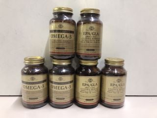 6 X SOLGAR EPA/GLA ONCE A DAY A NATURAL SOURCE OF OMEGA-3 FATTY ACIDS FROM FISH OIL PLUS GLA FOOD SUPPLEMENTS - BEST BEFORE: 01/2025