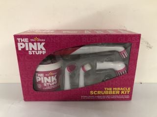 BOX OF VARIOUS ITEMS INC. THE PINK STUFF THE MIRACLE SCRUBBER KIT