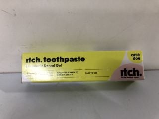 BOX OF ITECH. THE PET WELLNESS EXPERTS ITCH.TOOTHPASTE ENZYMATIC DENTAL GEL - BEST BEFORE: 10/2026