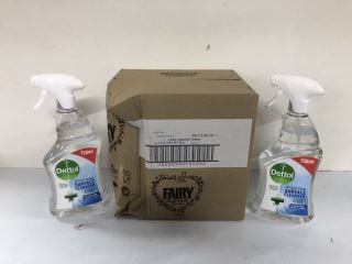 BOX OF CLEANING PRODUCTS INC. DETTOL ANTIBACTERIAL SURFACE CLEANER