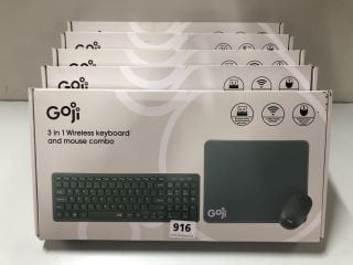 5 X GOJI 3-IN-1 WIRELESS KEYBOARD AND MOUSE COMBO