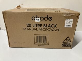 ABODE 20 LITRE BLACK MANUAL MICROWAVE MODEL: AMM2001B-M