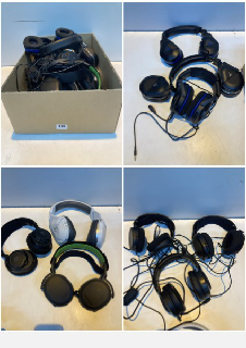 BOX OF VARIOUS GAMING HEADSETS