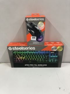 2 X GAMING ITEMS TO INC STEELSERIES APEX PRO TKL WIRELESS GAMING KEYBOARD