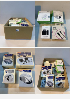 BOX OF ITEMS TO INC LOGIK LAPTOP POWER ADAPTORS