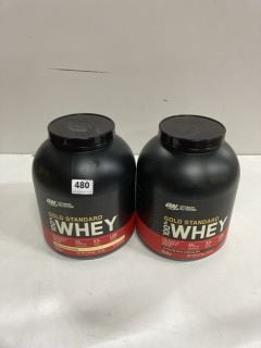 2 X OPTIMUM NUTRITION GOLD STANDARD 100% WHEY VANILLA ICE CREAM 2.28KG - BEST BEFORE 05/25