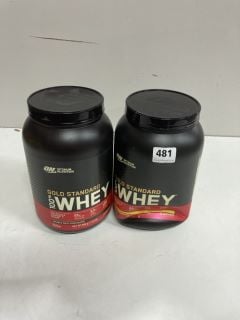 2 X ITEMS TO INC  OPTIMUM NUTRITION GOLD STANDARD 100% WHEY BANANA CREAM 900G - BEST BEFORE 04/26