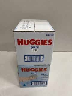 2 X BOXES OF HUGGIES PURE BABY WIPES