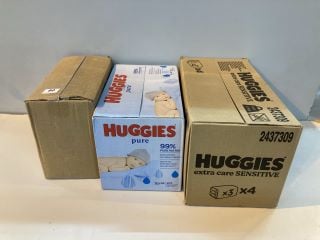 3 X ITEMS INC HUGGIES PURE BABY WIPES BOX OF 12 PACKS