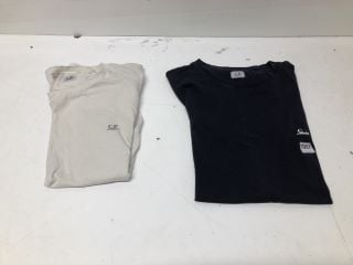 2 X CP COMPANY T SHIRT IN NAVY/WHITE SIZE UK XXXL