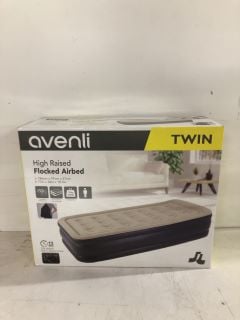 AVENLI TWIN HIGH RAISED FLOCKED AIRBED 196X97X47CM WITH BUILT IN ELECTRIC PUMP