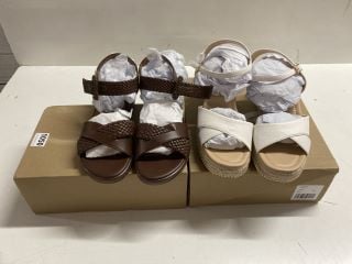 2 X ITEMS TO INCLUDE BROWN FLATFORM SANDALS UK SIZE 5