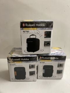 3 X RUSSELL HOBBS RETRO 4 LITRE MINI COOLER