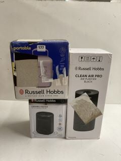 3 X ITEMS TO INCLUDE RUSSELL HOBBS CERAMIC HEATER WITH OSCILLATION