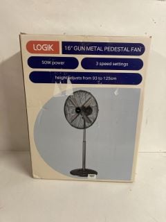 LOGIK 16" GUN METAL PEDESTAL FAN