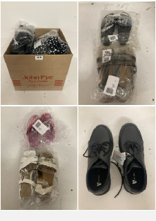 BOX OF SHOES IN VARIOUS SIZES AND STYLES