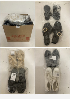 BOX OF SHOES IN VARIOUS SIZES AND STYLES