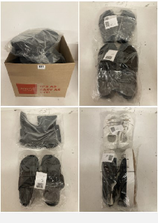 BOX OF SHOES IN VARIOUS SIZES AND STYLES