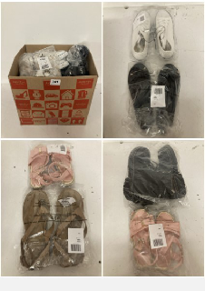 BOX OF SHOES IN VARIOUS SIZES AND STYLES