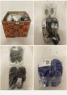 BOX OF SHOES IN VARIOUS SIZES AND STYLES