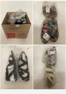 BOX OF SHOES IN VARIOUS SIZES AND STYLES