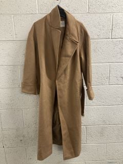 WOMEN'S FIG & BASIL FABRIC OVERCOAT IN BROWN - SIZE 18