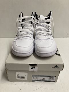 ADIDAS HOOPS 3.0 MID TRAINERS IN WHITE - SIZE UK 8.5