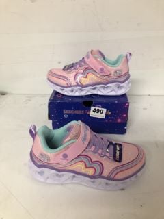 PAIR OF CHILDREN'S SKECHERS HEART LIGHTS IN PINK - SIZE 12