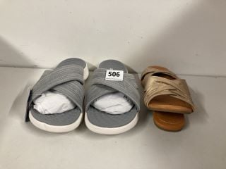 2 X PAIRS OF SANDALS TO INCLUDE UGG SANDALS IN ORANGE/GOLD - SIZE 5