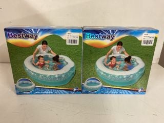 2 X BESTWAY 1.50M X 1.27M X 43CM CHILDREN'S OUTDOOR PADDLING POOLS