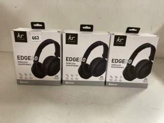 3 X KITSOUND EDGE 50 WIRELESS HEADPHONES WITH BLUETOOTH