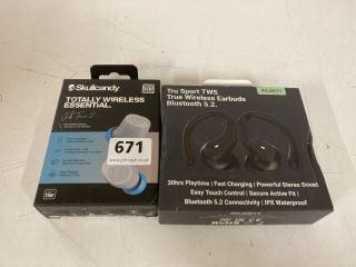 2 X TRUE WIRELESS EARBUDS TO INCLUDE SKULLCANDY TOTALLY WIRELESS ESSENTIAL EARBUDS