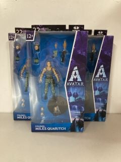 3 X AVATAR COLONEL MILES QUARITCH ACTION FIGURES