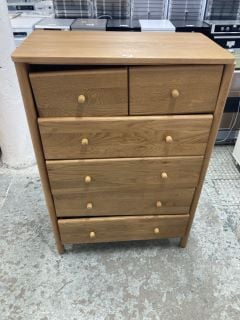 JOHN LEWIS SPINDLE SIX-DRAWER CHEST IN OAK RRP £549