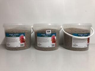 THREE TUBS OF RANGE LAYERS CHICKEN FEED