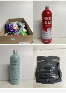 BOX OF BEAUTY AND HEALTHCARE PRODUCTS TO INCLUDE BED HEAD SHAMPOO