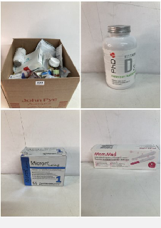 BOX OF BEAUTY AND HEALTHCARE PRODUCTS TO INCLUDE VITAMIN D3 CAPSULES